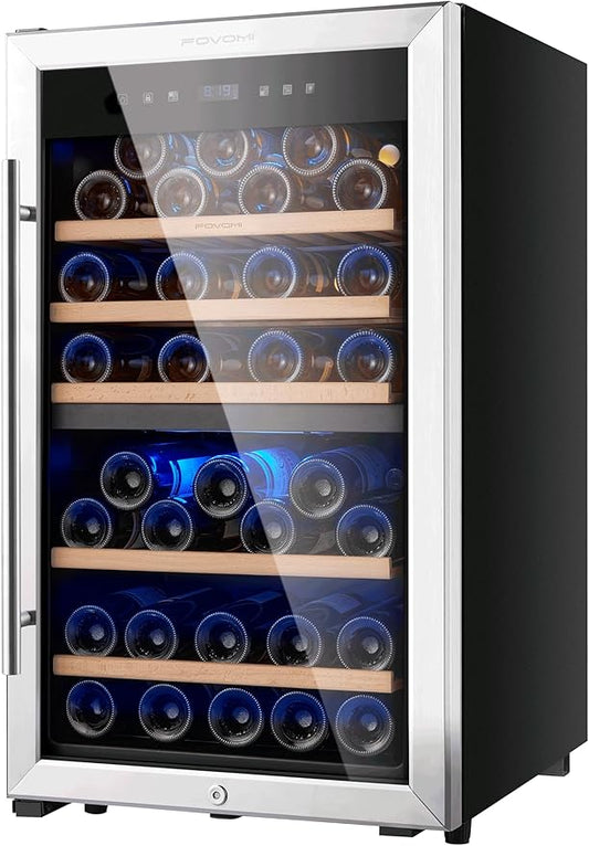 Wine Fridge,52-bottle Wine Cooler Refrigerators Freestanding Wine Refrigerator,(Bordeaux 750ml) Dual Zone Compressor Wine Chiller