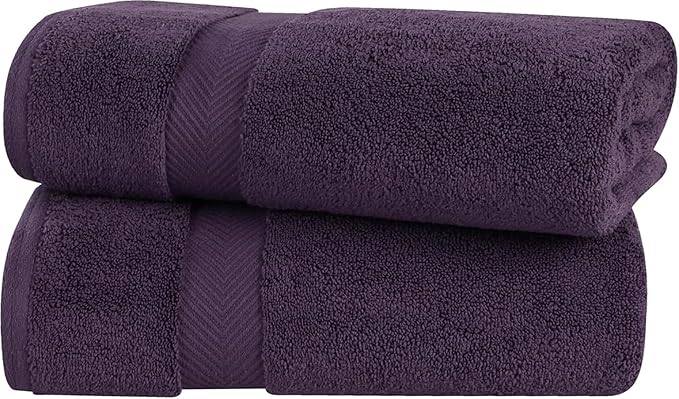 Superior Zero Twist 100% Cotton Bath Sheet Towels, Super Soft, Fluffy and Absorbent, Premium Quality Oversized Bath Sheet Set of 2 - Grape Seed