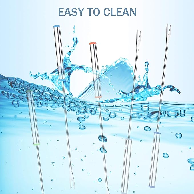 15pcs 9.6 Inch Fondue Sticks Stainless Steel Barbecue Fruit Dessert Forks with Heat Resistant Handle for Roast Meat Chocolate Dessert Cheese Marshmallows