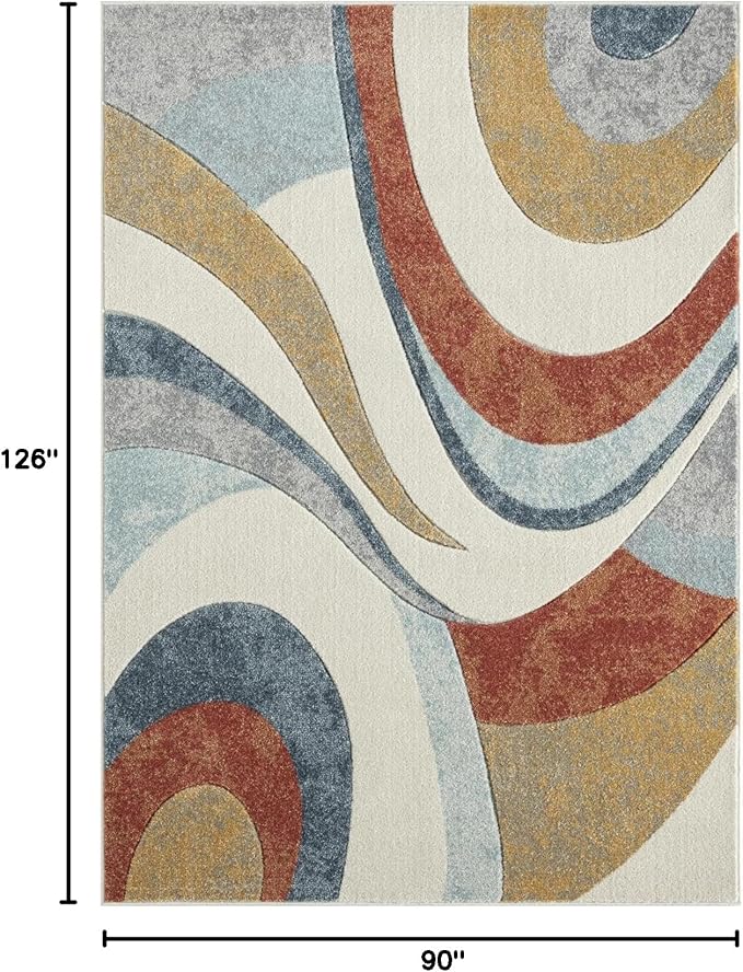 Home Dynamix Tribeca Slade Contemporary Abstract Area Rug, Blue/Rust, 7'10"x10'6"