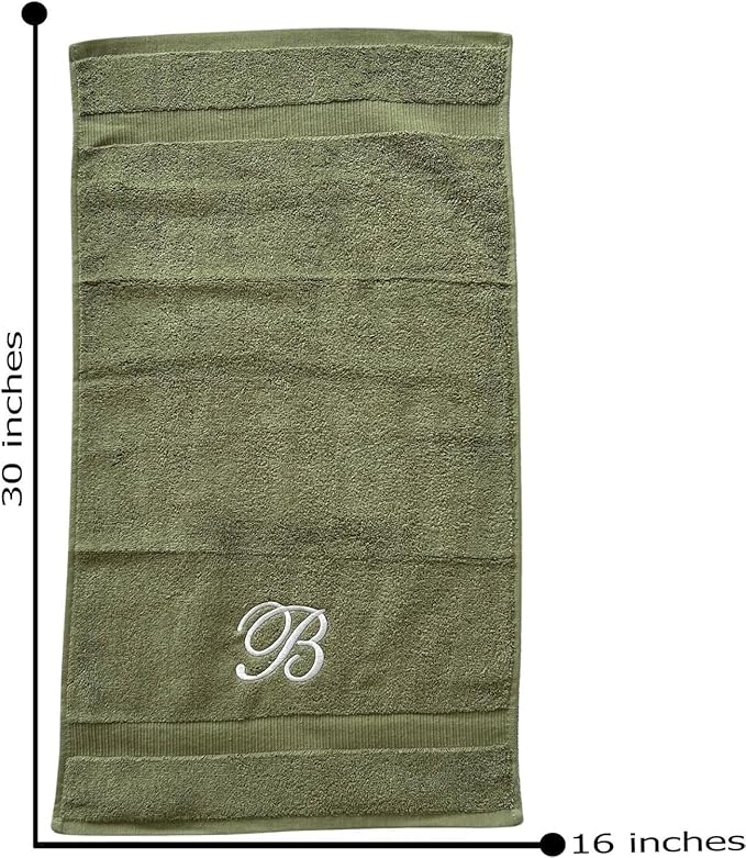 Sage Monogrammed Hand Towels for Bathroom - Luxury Hotel Quality Personalized Initial Embroidered Towel for Powder Room, Spa - GOTS Organic Certified - Set of 2 White Letter F