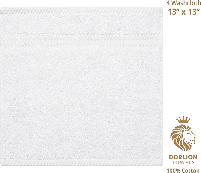 4 Pack Washcloth Set, 100% Cotton Wash Rags Towels for Bathroom, White