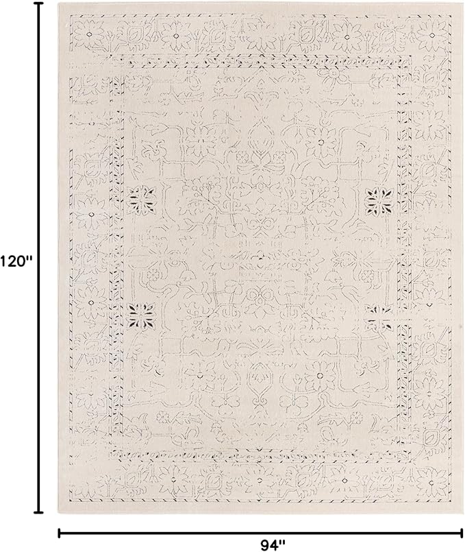 Unique Loom Isabella Collection Area Rug - Adjani (7' 10" x 10' Rectangle, White/ Blue)