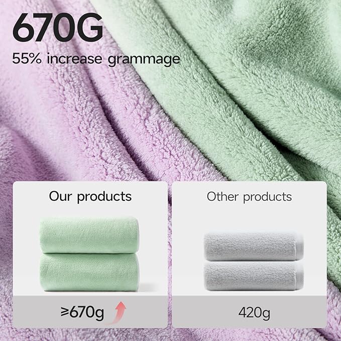 REDKISS Ultra Soft Bath Towel Set of 6 - Oversized Bath Sheets (70 x35 in), 670GSM Highly Absorbent, Quick Dry Green Towel Sets for Bathroom, Spa, Hotel, Gym