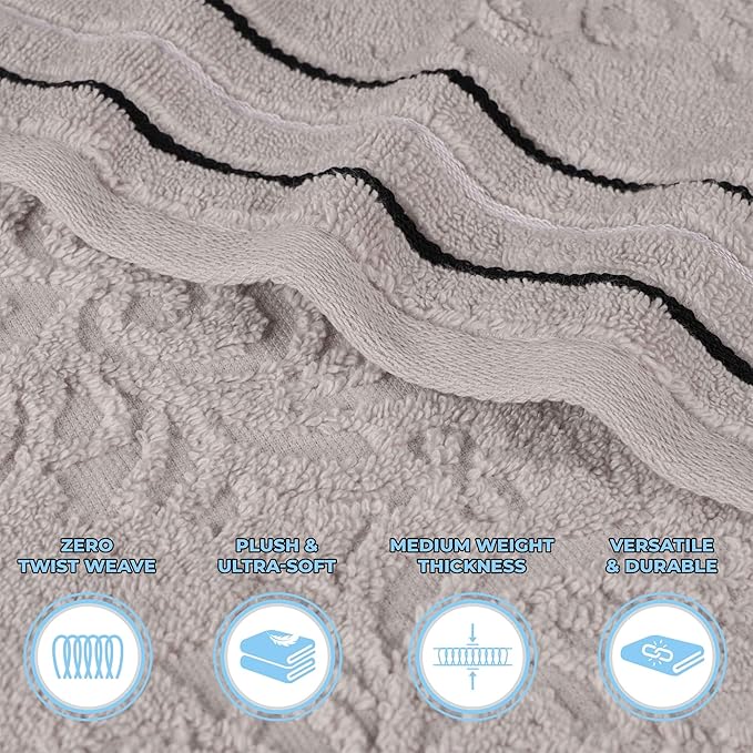 Superior Cotton Hand Towel Set, Small Towels, Plush Soft Absorbent Bathroom Basics, Home Essentials, Spa, Salon, Hotel, Kitchen, Luxury Quick Drying, Zero Twist Assorted Floral Set of 6, Platinum