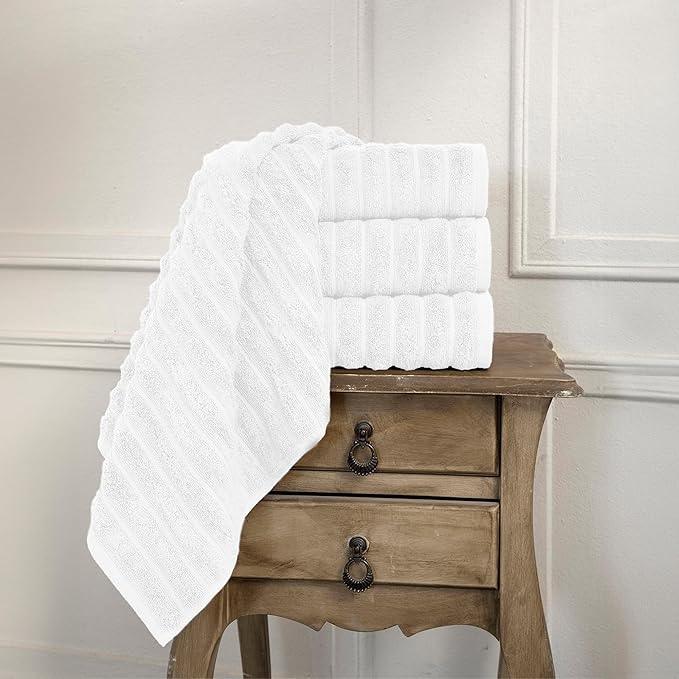 Classic Turkish Towels CTT Luxury Hand Towels for Bathroom Set of 4, 100% Turkish Cotton, Quick Dry & Comfy Towels for Hotel & Spa, Highly Absorbent | 20"x32" (White)