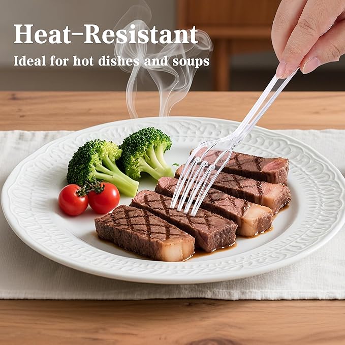 360 Count Plastic Forks - 6.89 Inch Disposable Forks, Heavy Duty Clear Plastic Forks, BPA-Free, Heat Resistant Plastic Silverware, Suitable for Party, Picnic, Events and Everyday Use