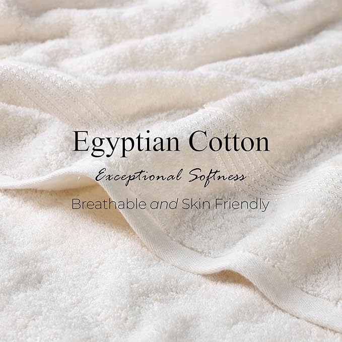 Superior Egyptian Cotton 10-Piece Face Towel Set , Small Towels For Facial, Spa, Quick Dry, Absorbent Towels, Bathroom Accessories, Guest Bath, Home Essentials, Washcloth, Airbnb, Ivory