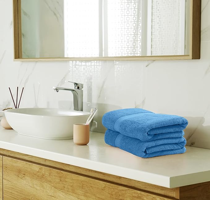Utopia Towels 8 Piece Luxury Towel Set – Majestic Plush, Super Absorbent & Quicker-to-Dry, Thick 100% Ring Spun Cotton Towels for Bathroom, Spa & Hotel – 2 Bath, 2 Hand, 4 Washcloths, Electric Blue