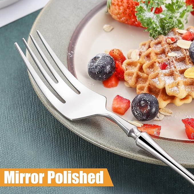 Lemeya 20-Piece Silverware Set for 4,Modern 18/10 Stainless Steel Flatware Set,Unique Rustic Cutlery Utensils Set,Spoon and Fork Set for Home, Restaurant,Wedding,Mirror Polished,Dishwasher Safe