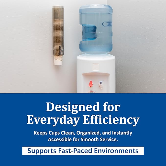 San Jamar Large Pull-Type Cup Dispenser 6-12 Oz. Flat Cups, 4.5 - 7 Oz Cone Cupz with Flip Cap for Restaurants, Home, and Office, Plastic, 16 Inches, Brown