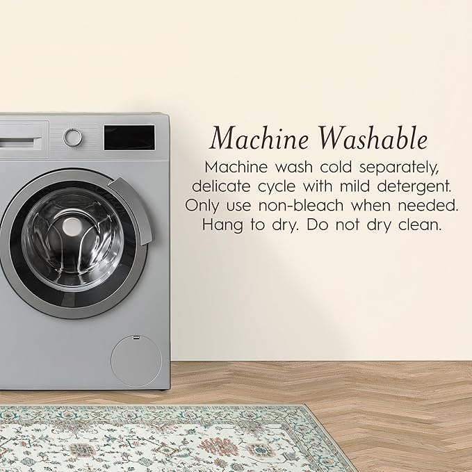 Laura Ashley Beige Aure Floral Machine Washable & Slip Resistant 5' x 7' Area Rug