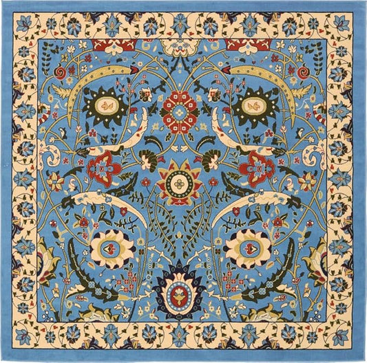 Unique Loom Espahan Collection Area Rug - Cape Cod (7' 10" Square, Blue/ Black)