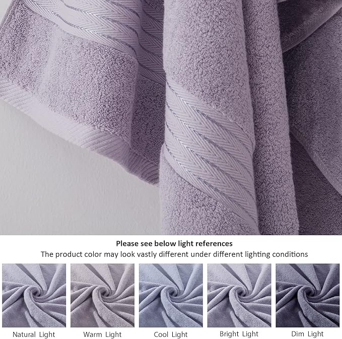 COZYART Lavender Luxury Bath Towel Set, Turkish Cotton Hotel Towel Bulk for Bathroom, Thick Bathroom Sets of 6 Pcs with 2 Large Bath Towels, 2 Hand Towels, 2 Washcloths, 650 GSM.