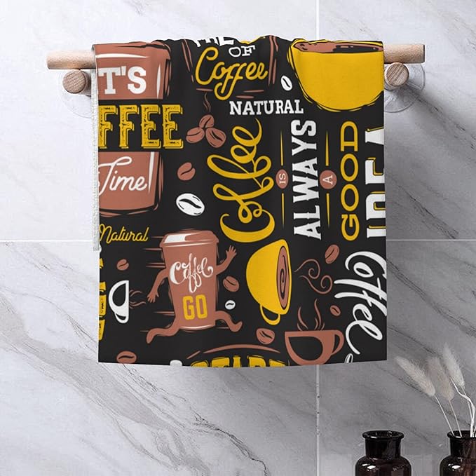 Hand Towels Set of 2 Coffe Towels for Bathroom Soft Absorbent Decorative Hand Bath Towels Dish Towels for Kitchen Sports Gym Yoga Home Decor 14 x 28 in