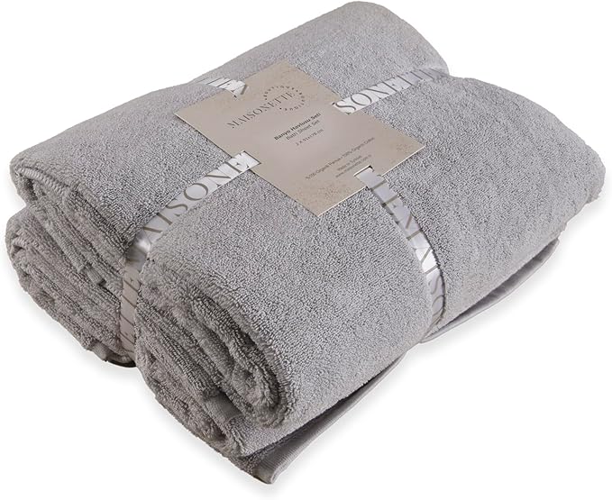 Maisonette Elegance 100% Organic Cotton Turkish Bath Sheets - Soft, Absorbent Oversized Bathroom Towels - Ideal Quick Dry Extra Large Luxury Towel Set for Shower - (35" x 70", 2 Pack) - Pewter