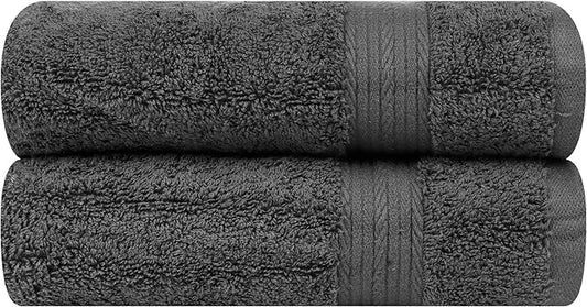 Ample Decor Hand Towels for Bathroom 18 X 28 Inch 600 GSM 100% Cotton, Soft Absorbent - 2 Pcs Gray