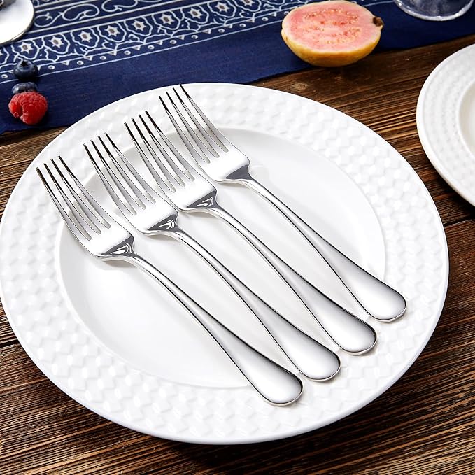 KEAWELL Premium Fine Verona 8-Piece 8 inch Fork Set – 18/10 Stainless Steel, Heavy-Duty Mirror-Finished Silverware for Elegant Everyday Dining and Entertaining (8, Dinner Forks)