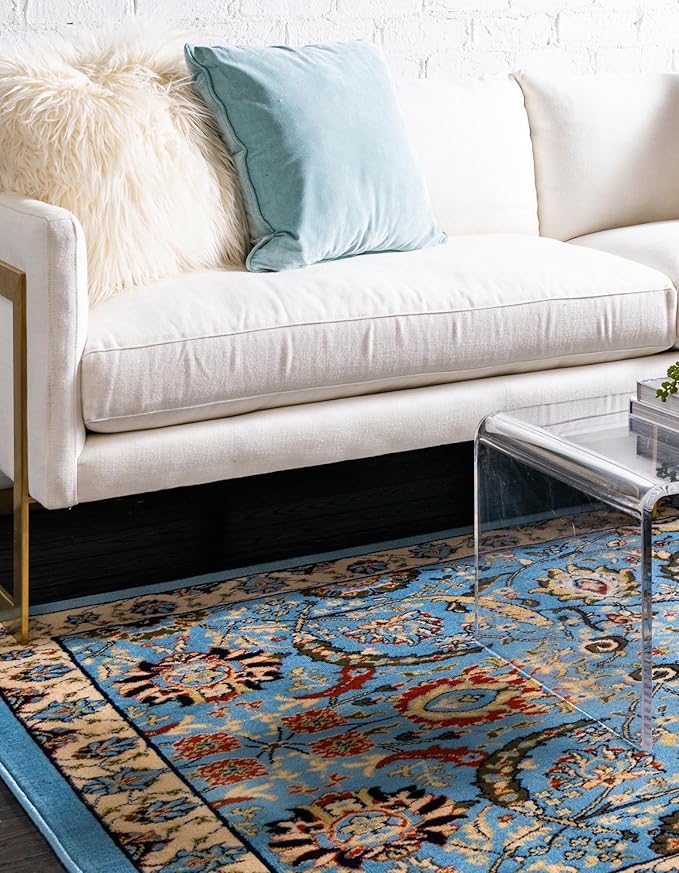 Unique Loom Espahan Collection Area Rug - Cape Cod (5' 3" x 8' Rectangle, Blue/ Black)