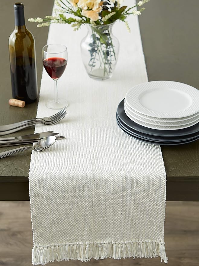 DII Variegated Tabletop Collection, Table Runner3x108, Off-White