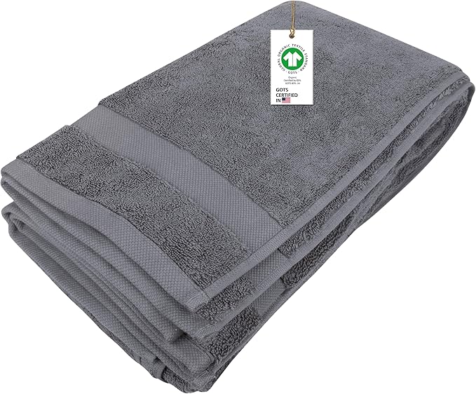 Delara 100% Organic Cotton Towels 650 GSM Plush Feather Touch Quick Dry Bath Sheet, GOTS Certified, Oeko-Tex Green Certified, Organic Cotton Bath Sheet, 36"X70"