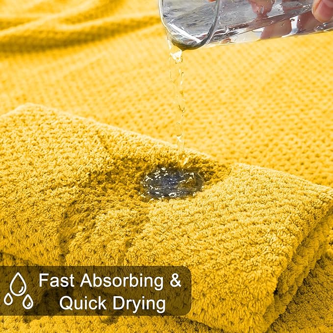 Hailea 8-Piece Yellow Bath Towels Set,2 Oversized Large Bath Towels Sheet,2 Hand Towels and 4 Washcloths - 600 GSM Soft Luxury Towel Set,Highly Absorbent Quick Dry Towel for Bathroom,Hotel and Spa