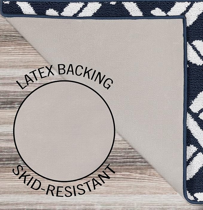 Nautica – Runner Rug | Indoor Runners for Hallways and Entry Rugs| Non-Slip and Non-Skid Entry and Kitchen Door Mat| Machine Washable Entryway Carpet Rugs |26” x 60” |Chain Navy