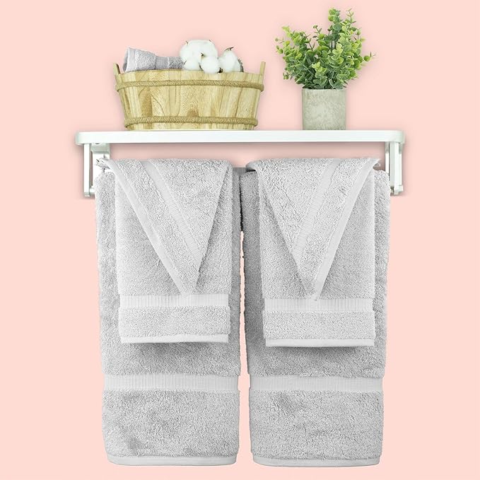 Chakir Turkish Linens 100% Cotton Premium Turkish Towels for Bathroom, 2 Large Bath Towels, 2 Hand Towels, 2 Washcloths (6-Piece Towel Set, Silver)