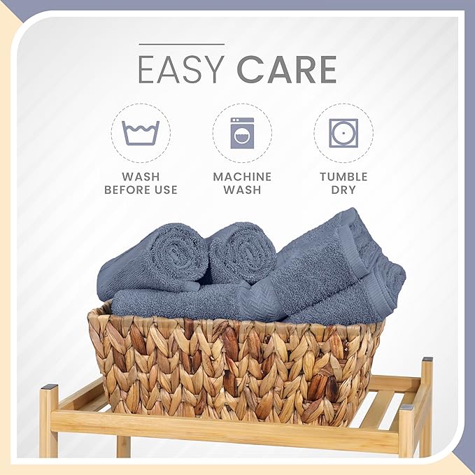 Martex 6-Piece 100% Ringspun Cotton Towel Set | Quick Dry | Super Absorbent & Soft | Lightweight | 2 Bath Towels | 2 Hand Towels | 2 Wash Cloths | Heather Blue