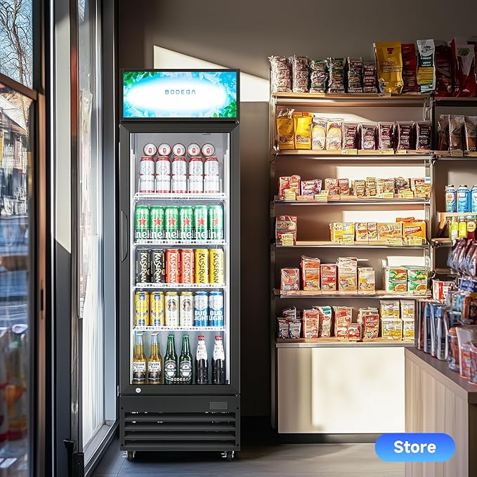 BODEGACOOLER Commercial Beverage Refrigerator, Commercial Merchandiser Refrigerator with Soft LED Light, Adjustable Shelves, Display Cooler with 192 cans & 120 bottles, For kitchen/Office/Home/Garage