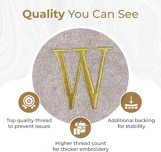 Monogrammed Hand Towels for Bathroom | Luxury Turkish Cotton | Embroidered in USA | Set of 2 | Choose Set Color and Monogram Color | A - Z | Modern Font