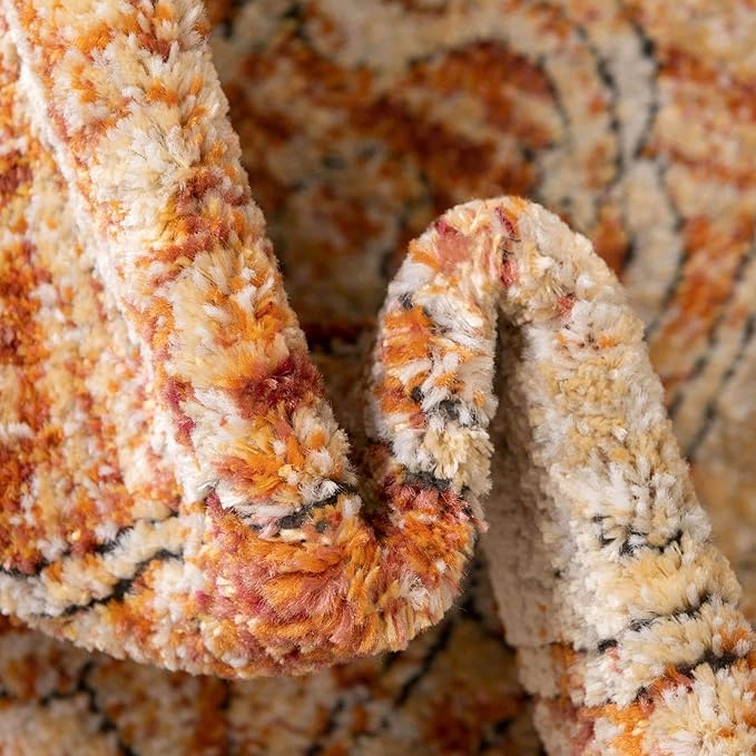 Unique Loom Isabella Collection Area Rug - Adjani (3' 3" Round, Rust Red/ Black)