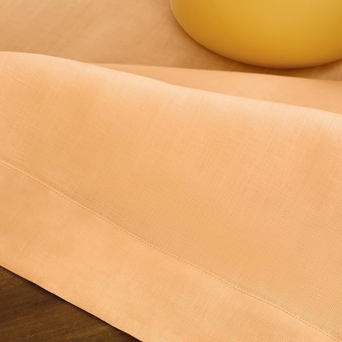 Solino Home Linen Tablecloth for Rectangle Tables 60 x 108 Inch - 100% Pure Linen Peach Table Cloth - Fete, Machine Washable Cloth Tablecloth