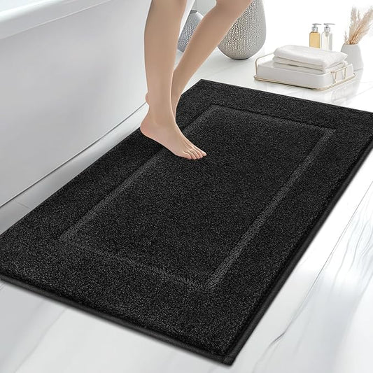 Bathroom Rugs 30" x 46", Non-Slip Extra Soft Absorbent Bath Rugs, Machine Washable Quick Dry Bath Mats for Bathroom Floor, Shower, Bathtub and Sink, Black