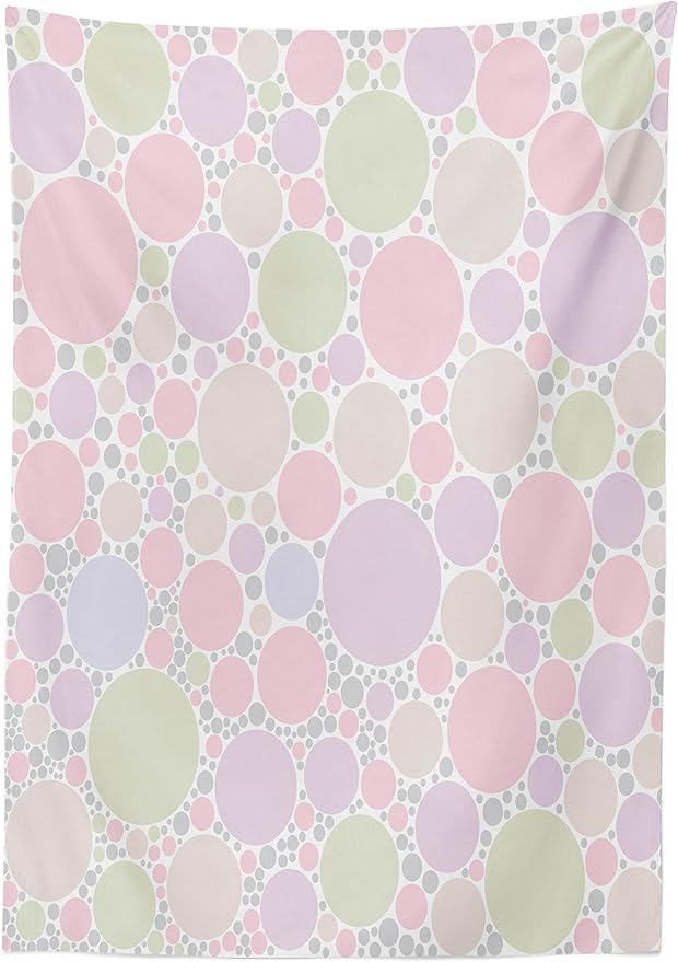 Ambesonne Polka Dots Tablecloth, Pastel Circles with Random Pixel Spots Sprinkles Dots Original Design, Rectangular Table Cover for Dining Room Kitchen Decor, 60" X 84", Lilac Green