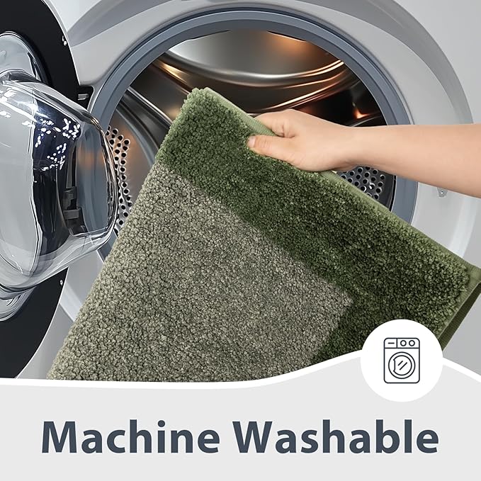 Bathroom Rugs 30" x 46", Non-Slip Extra Soft Absorbent Bath Rugs, Machine Washable Quick Dry Bath Mats for Bathroom Floor, Shower, Bathtub and Sink, Sage Green & Budding Green