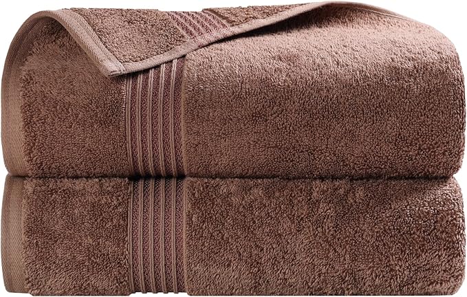 Superior Egyptian Cotton Bath Towel Set, Home Bathroom Towels, Master, Guest Bath, Decor Essentials, Quick Dry, Absorbent, Large Body Towels, Spa, Hotel, Resort, Adult, Kids, Set of 2, Mocha