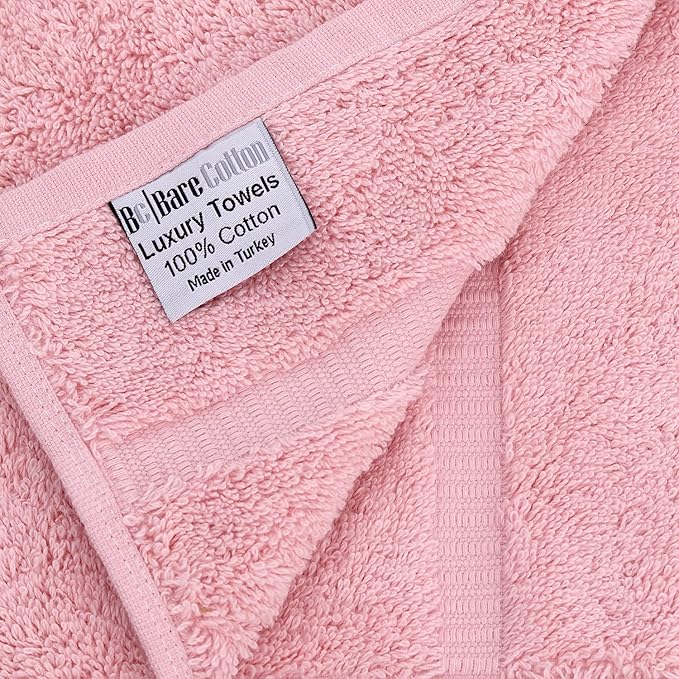 Luxury Hotel & Spa Collection Highly Absorbent, Quick Dry 100% Turkish Cotton 700 GSM, Eco Friendly Towel, for Bathroom Dobby Border Soft Bath Towel Set 27 X 54 -Pink, Bath Towels - Set of 4