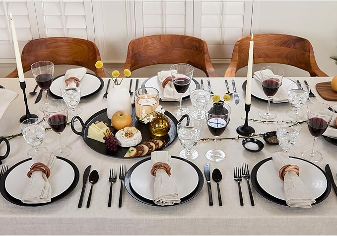 Solino Home Light Natural Linen Tablecloth 60 x 108 Inch - Classic Hemstitch, 100% Pure Linen Rectangular Tablecloth - Machine Washable Table Cloth for Holiday, New Year