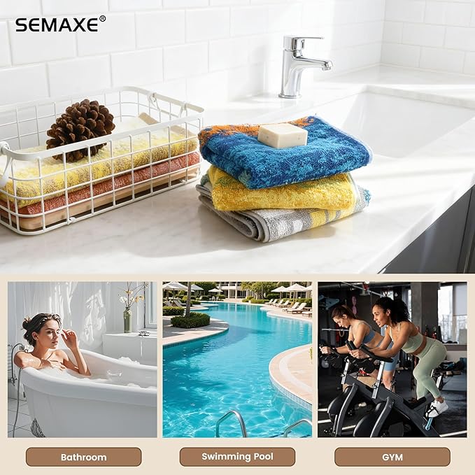 SEMAXE Hand Towels for Bathroom, 100% Cotton Towels with Hanging Loops, Soft and Absorbent, 4 Pack Hand Towel Set for Gym, Shower, Hotel, Spa and Kitchen, Colorful Towel - Wheat Field Collection