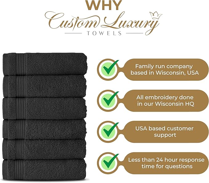 Monogrammed Hand Towels for Bathroom | Luxury Turkish Cotton | Embroidered in USA | Set of 2 | Choose Set Color and Monogram Color | A - Z | Modern Font