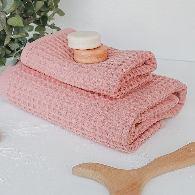 sea me at home Waffle Hand Towel – 100% Turkish Cotton, Quick-Dry, Soft and Absorbent Bathroom Towel