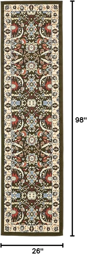 Unique Loom Espahan Collection Area Rug - Cape Cod (2' 2" x 8' 2" Runner, Green/ Black)