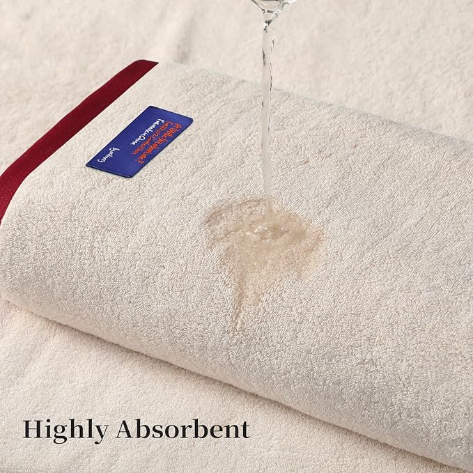 REDKISS 6 Pack Cotton Towel Set with Luxury Embellished Border, 600 GSM Ultra Soft & Highly Absorbent Bath Towels Set with 2 Bath, 2 Hand, 2 Washcloths for Bathroom, Gym, Spa, Hotel, Beige Brown