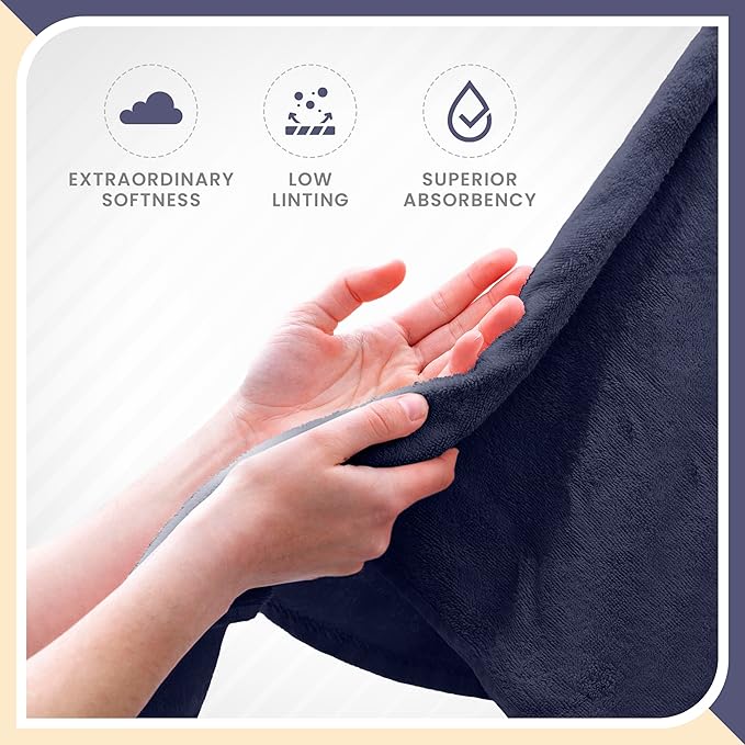 Martex 6-Piece Luxury 100% Cotton Towel Set | Quick Dry | Super Absorbent | Super Soft 100% Ringspun Cotton Towels | 2 Bath Towels | 2 Hand Towels | 2 Wash Cloths | Dark Blue