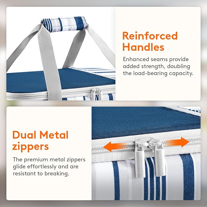 Lifewit Double Decker Insulated Casserole Carrier for Hot or Cold Food, Casserole Dish Carrying Case, Lasagna Holder for Potluck Parties Picnic Cookouts, Fits 9"x13" Baking Dish, Blue