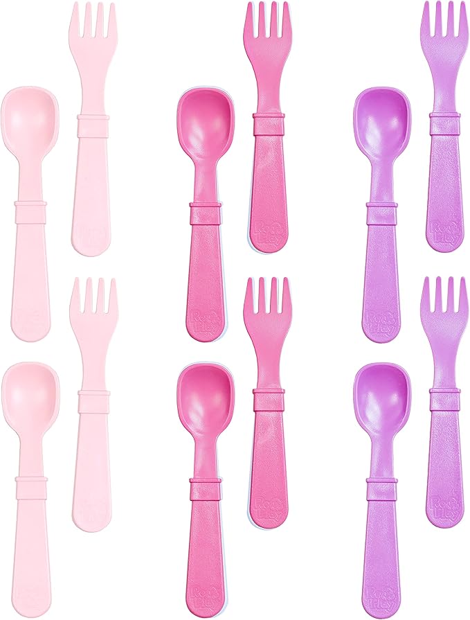 Re-Play Toddler Forks and Spoons Set - 6x6 Utensils Set for Kids - Dishwasher and Microwave Safe - Made in USA - Set of 12-5.8" x 1.2" x 0.2" - Princess