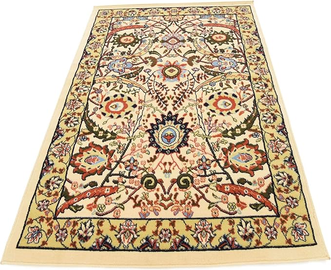 Unique Loom Espahan Collection Area Rug - Cape Cod (4' 1" x 6' 1" Rectangle, Cream/ Black)