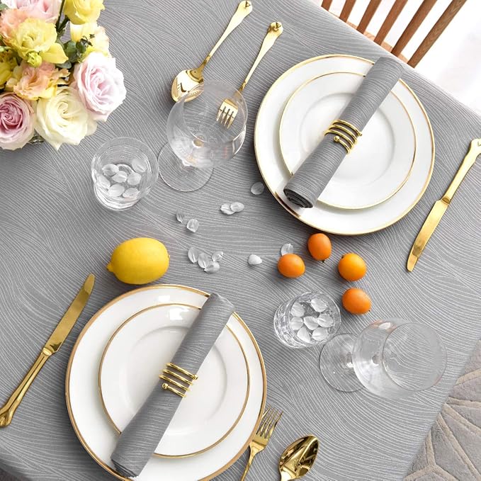 maxmill Jacquard Cloth Napkins 20 x 20 Inch Swirl Pattern Soft Comfortable and Luxury Serviette for Family Dinners Weddings Parties and Banquets Set of 4 Light Gray