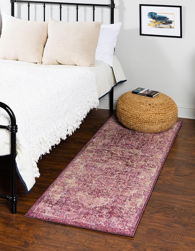 Unique Loom Isabella Collection Area Rug - Adjani (2' 7" x 16' 5" Runner, Purple/ Ivory)